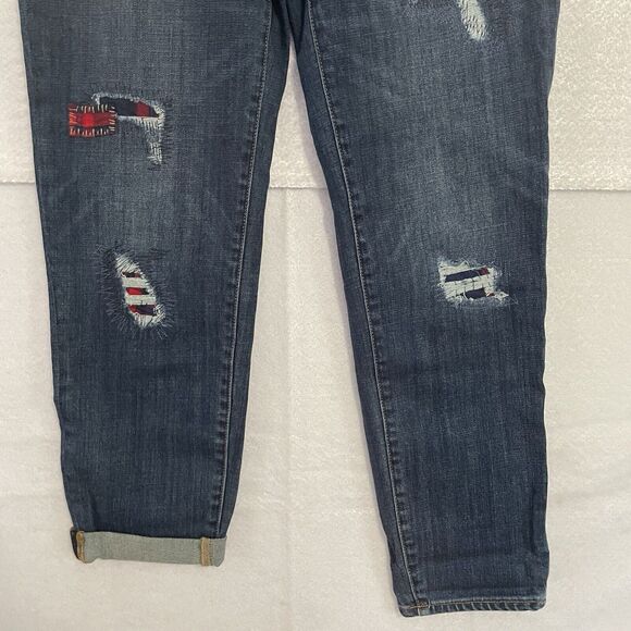 Talbots Jeans Size 4 Blue BOYFRIEND Plaid Patch FLAWLESS FIVE-POCKET NEW - Picture 4 of 12